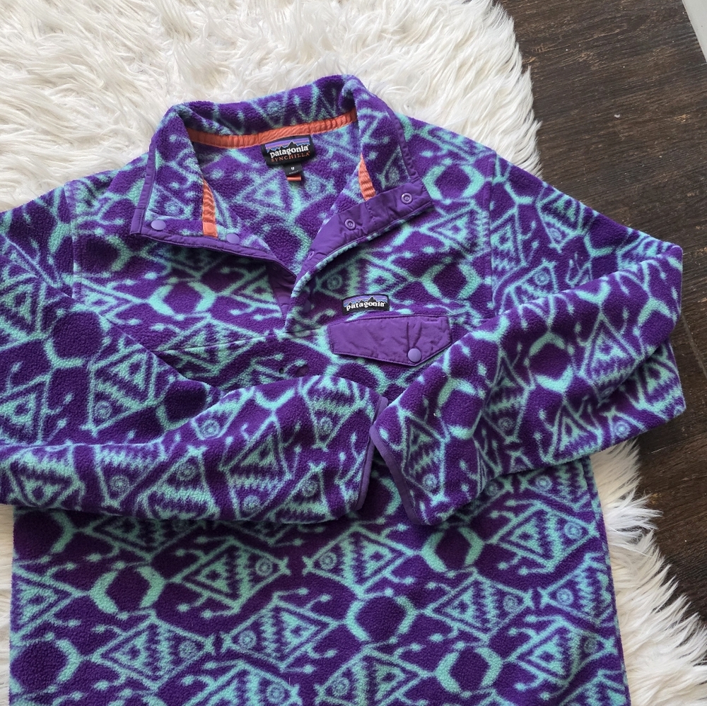 Patagonia Geometric Purple and Blue Fleece - Picture 6 of 6